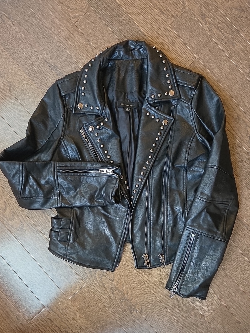 Dance & Marvel Black Studded Moto Leather Jacket